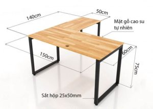 kích thước bàn làm việc chữ L